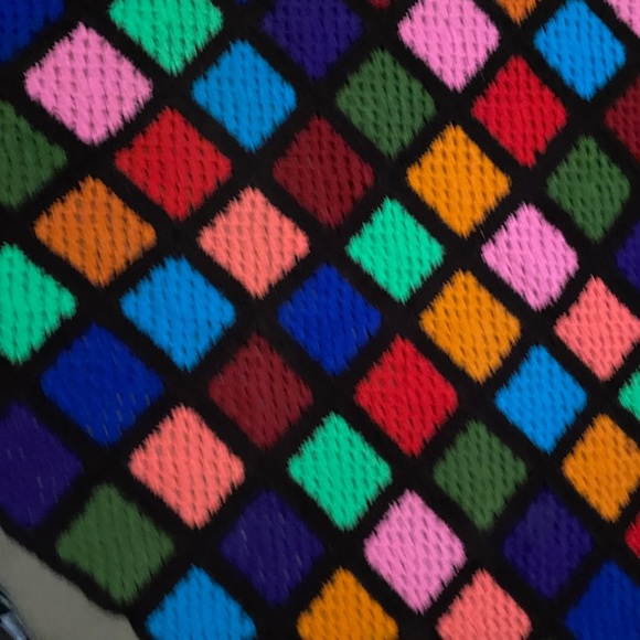 Vintage Handmade Granny Square 72”x 54” Large Multicolor Crochet Cottage Blanket - Picture 13 of 14